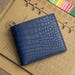 Personalized Alligator Leather Wallet: Handmade Exotic Navy Billfold