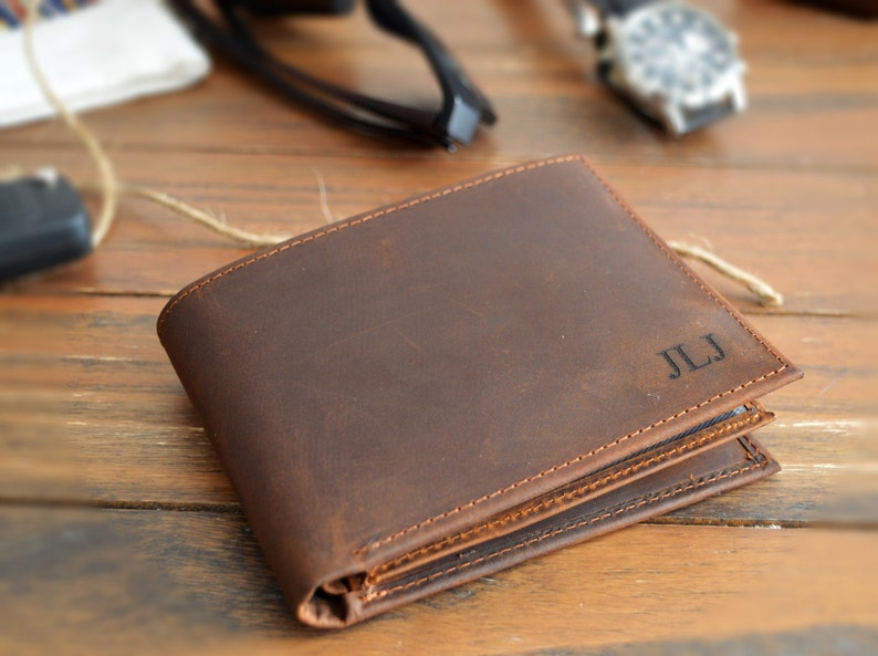 Personalized Handmade Leather Mens Wallet, Engraved Gift for Anniversary, Graduation, Dad, Boyfriend, Him, Husband, Father, Handwriting