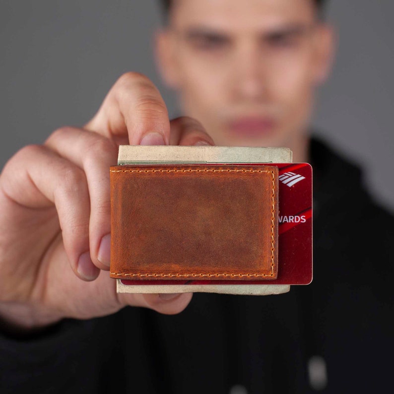 Money clip leather wallet, Slim leather wallet, Slim wallet, leather money clip, slim wallet, minimalist wallet, card wallet groomsmen gift
