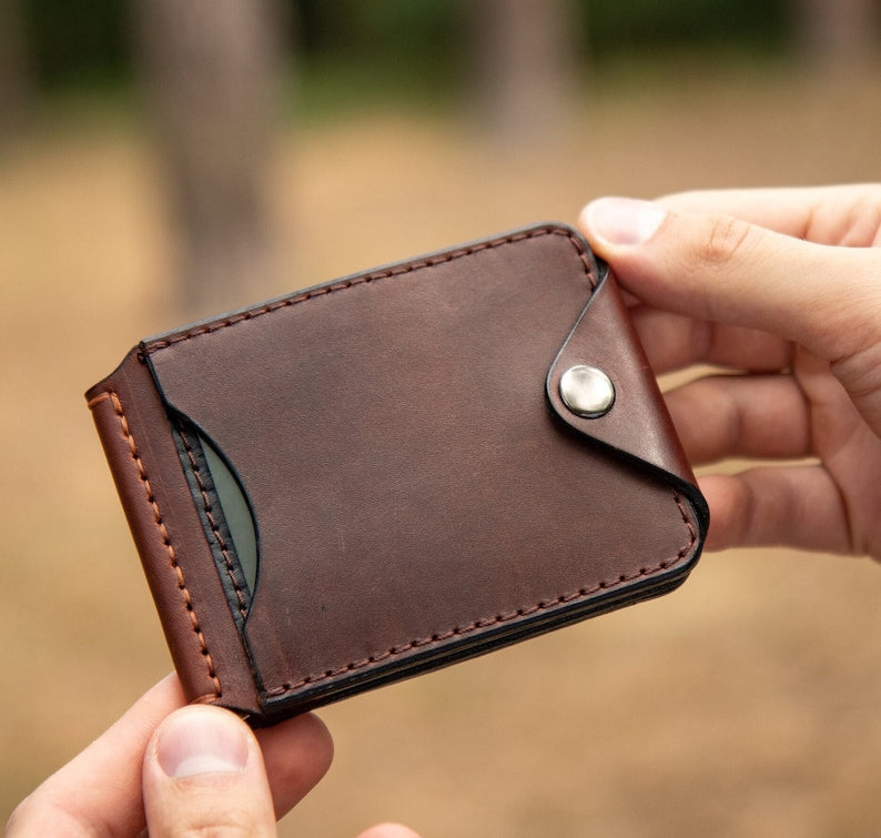 Leather Money Clip Wallet, Gift for him, Wallets for men, Leather wallet mens, Minimalist Gift. Wedding Gift, Personalized Mens Wallet