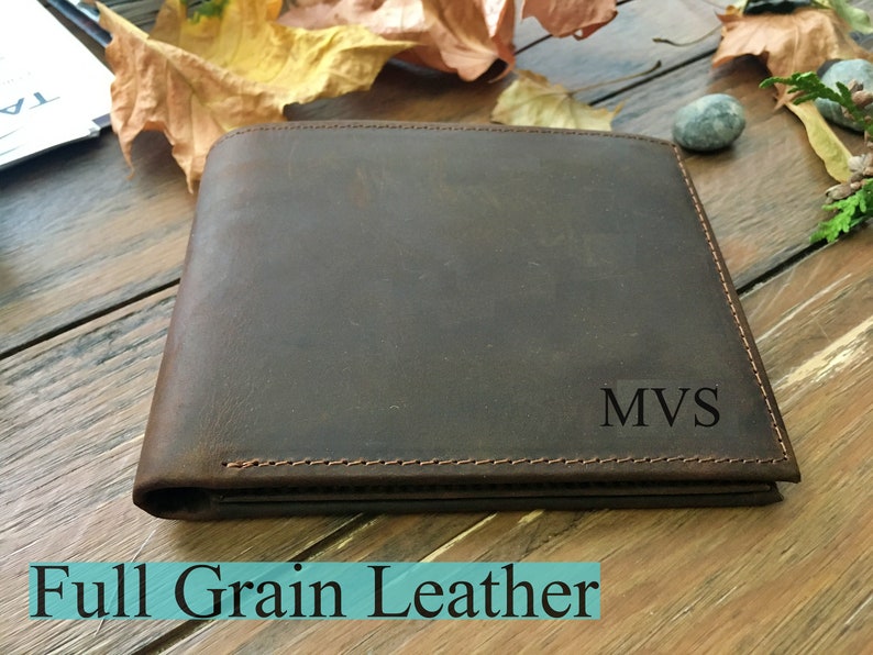 Personalized Handmade Leather Mens Wallet, Engraved Gift for Anniversary, Graduation, Dad, Boyfriend, Him, Husband, Father, Handwriting