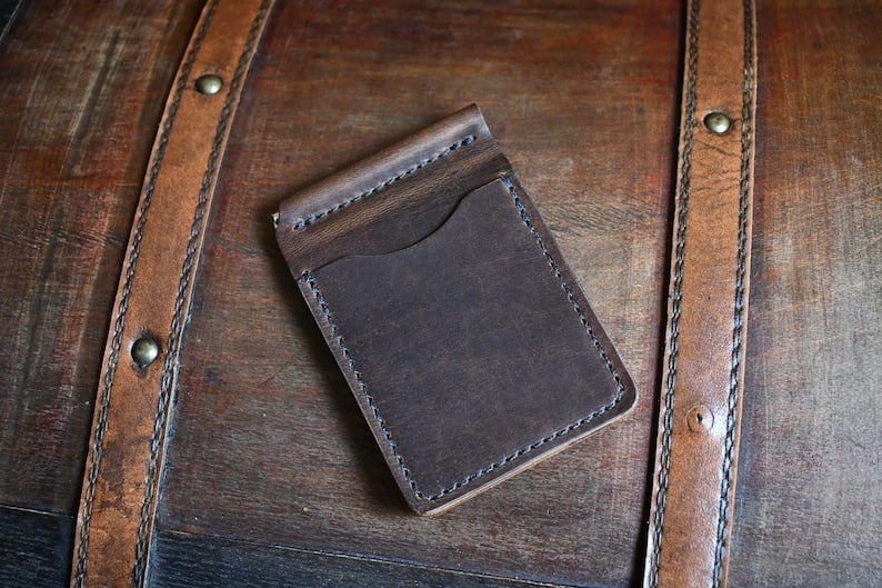 The Lawrence - Handmade Money Clip, Horween Full Grain Leather Money Clip Wallet, Personalized Money Clip, Slim Money Clip, Gifts For Him