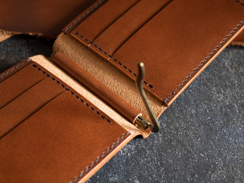 Leather Money Clip, Personalized Clip Card Holder, Full Grain Wallet, Birthday Gift for Man
