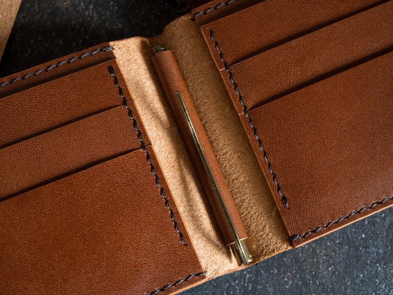 Leather Money Clip, Personalized Clip Card Holder, Full Grain Wallet, Birthday Gift for Man