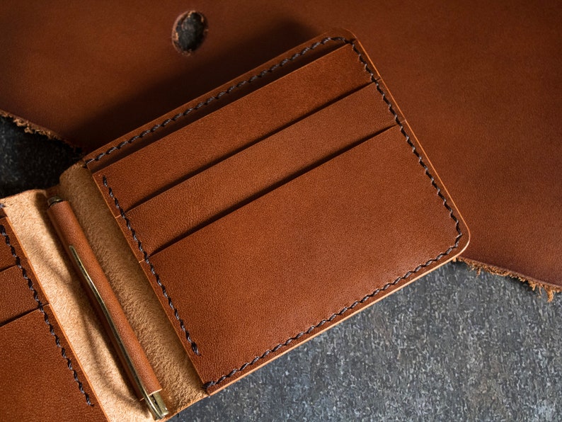 Leather Money Clip, Personalized Clip Card Holder, Full Grain Wallet, Birthday Gift for Man