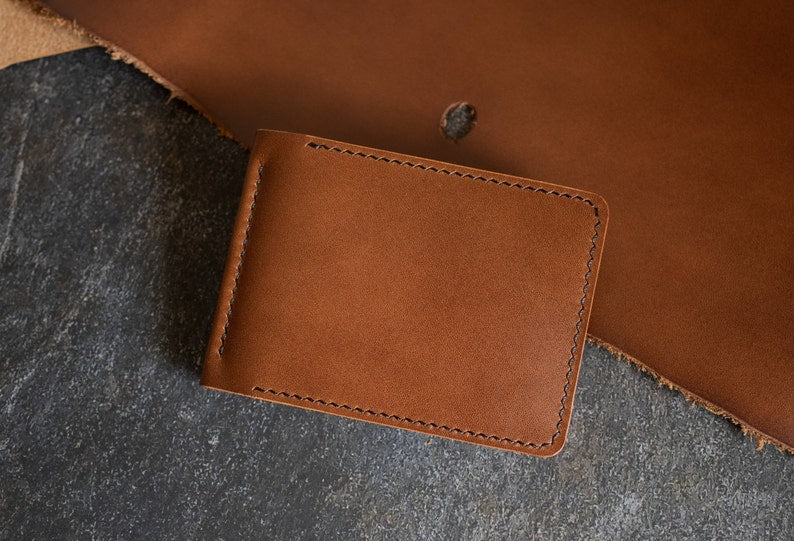 Leather Money Clip, Personalized Clip Card Holder, Full Grain Wallet, Birthday Gift for Man