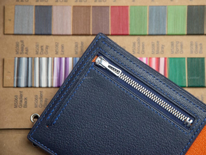 Personalized Alligator Leather Wallet: Handmade Exotic Navy Billfold