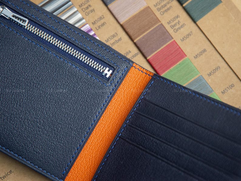 Personalized Alligator Leather Wallet: Handmade Exotic Navy Billfold